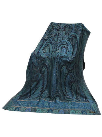 Premium Quality Dark Blue Multi Color Kani Pashmina Cashmere Shawl by Rennuce