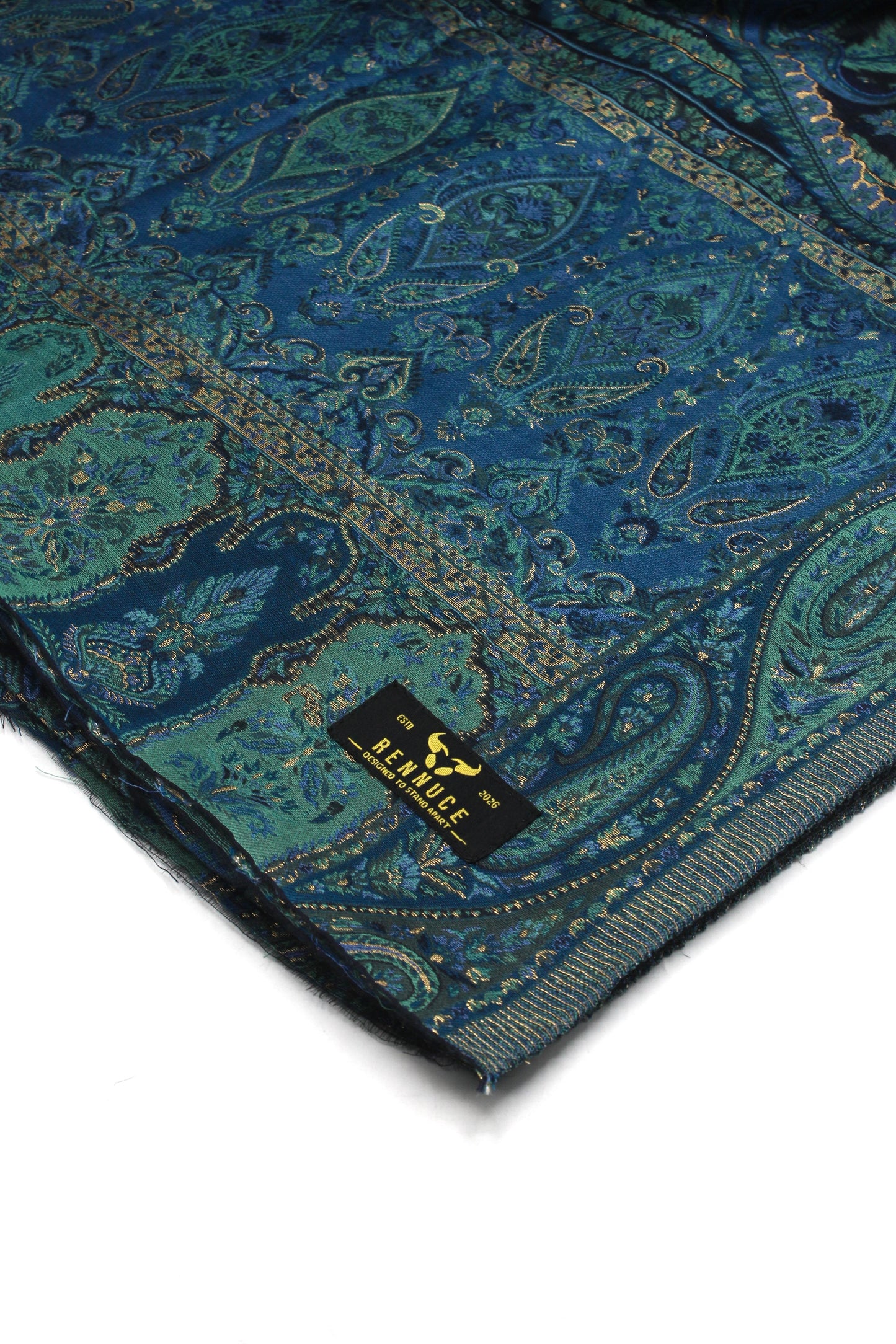 Premium Quality Dark Blue Multi Color Kani Pashmina Cashmere Shawl by Rennuce