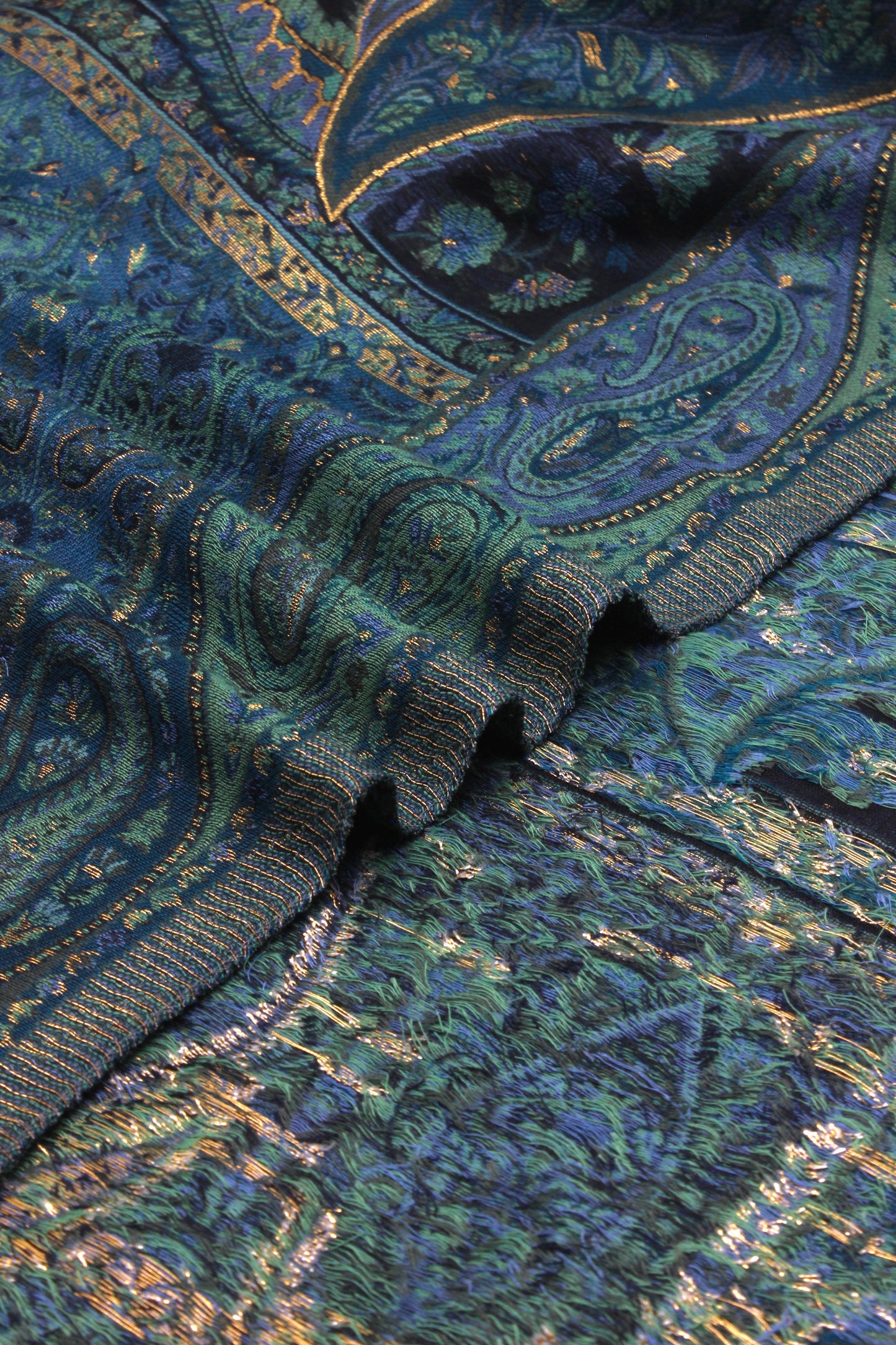 Premium Quality Dark Blue Multi Color Kani Pashmina Cashmere Shawl by Rennuce