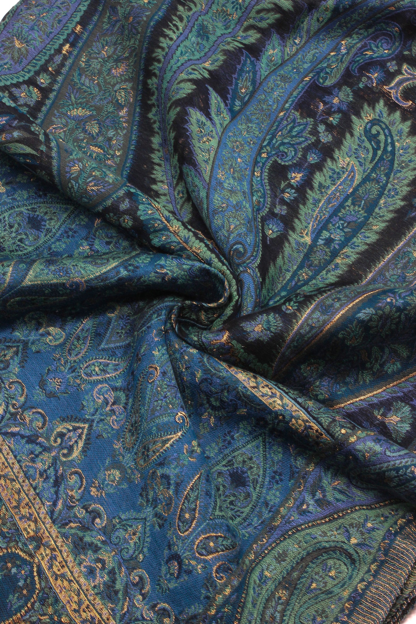 Premium Quality Dark Blue Multi Color Kani Pashmina Cashmere Shawl by Rennuce