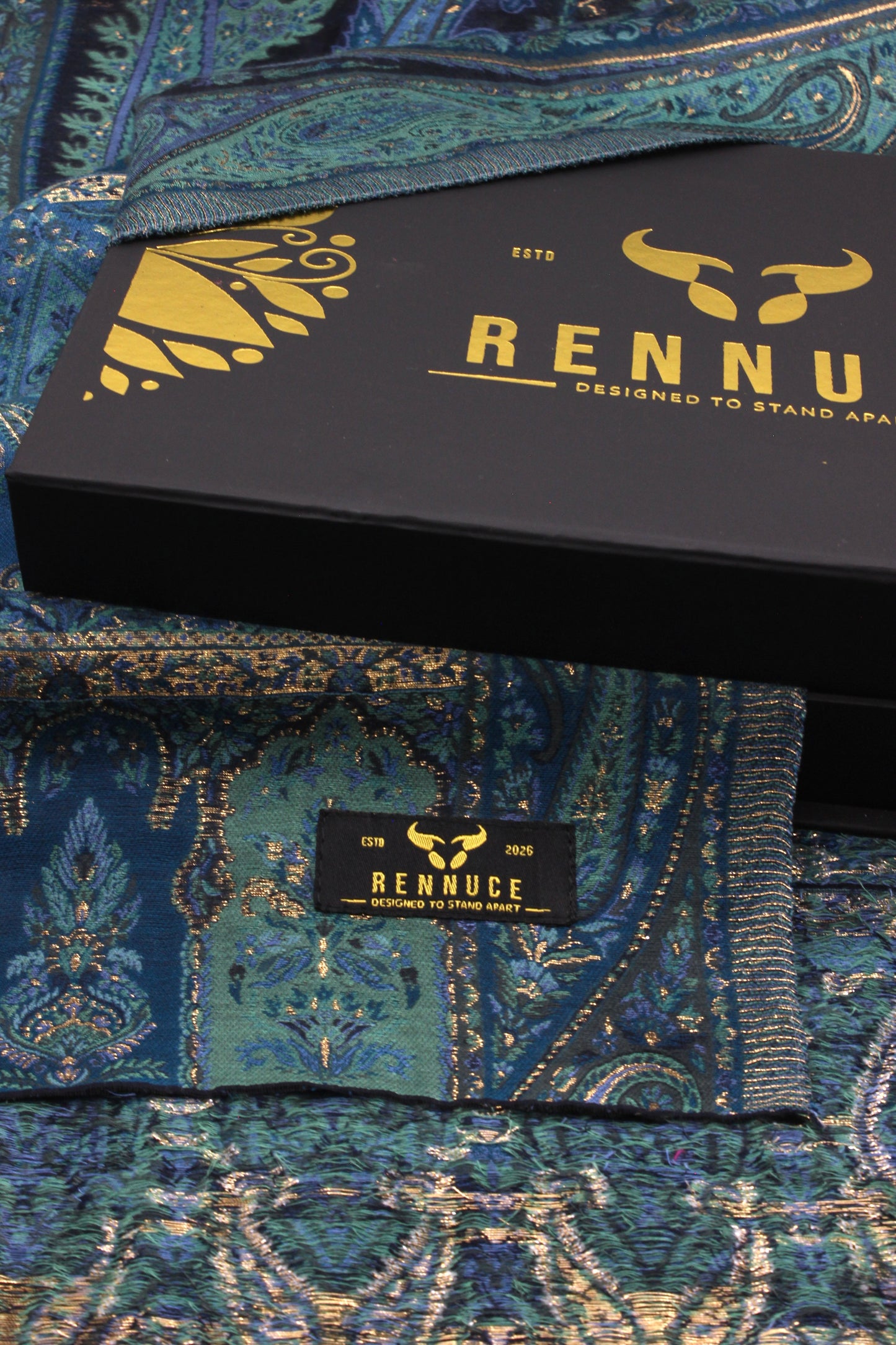 Premium Quality Dark Blue Multi Color Kani Pashmina Cashmere Shawl by Rennuce