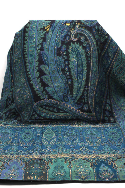 Premium Quality Dark Blue Multi Color Kani Pashmina Cashmere Shawl by Rennuce