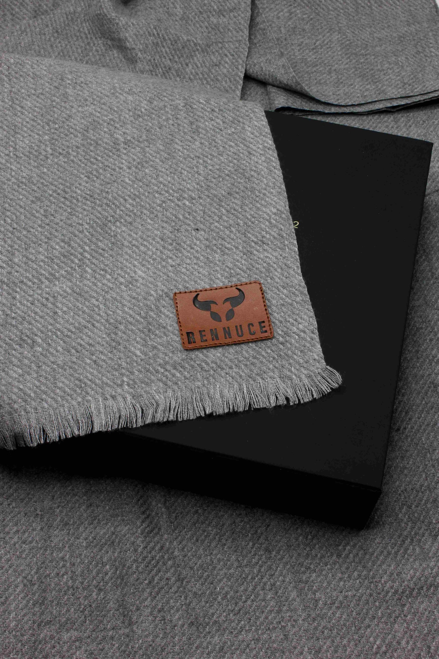 Premium Quality Extremely Soft Grey Color Pashmina Cashmere Shawl by Rennuce