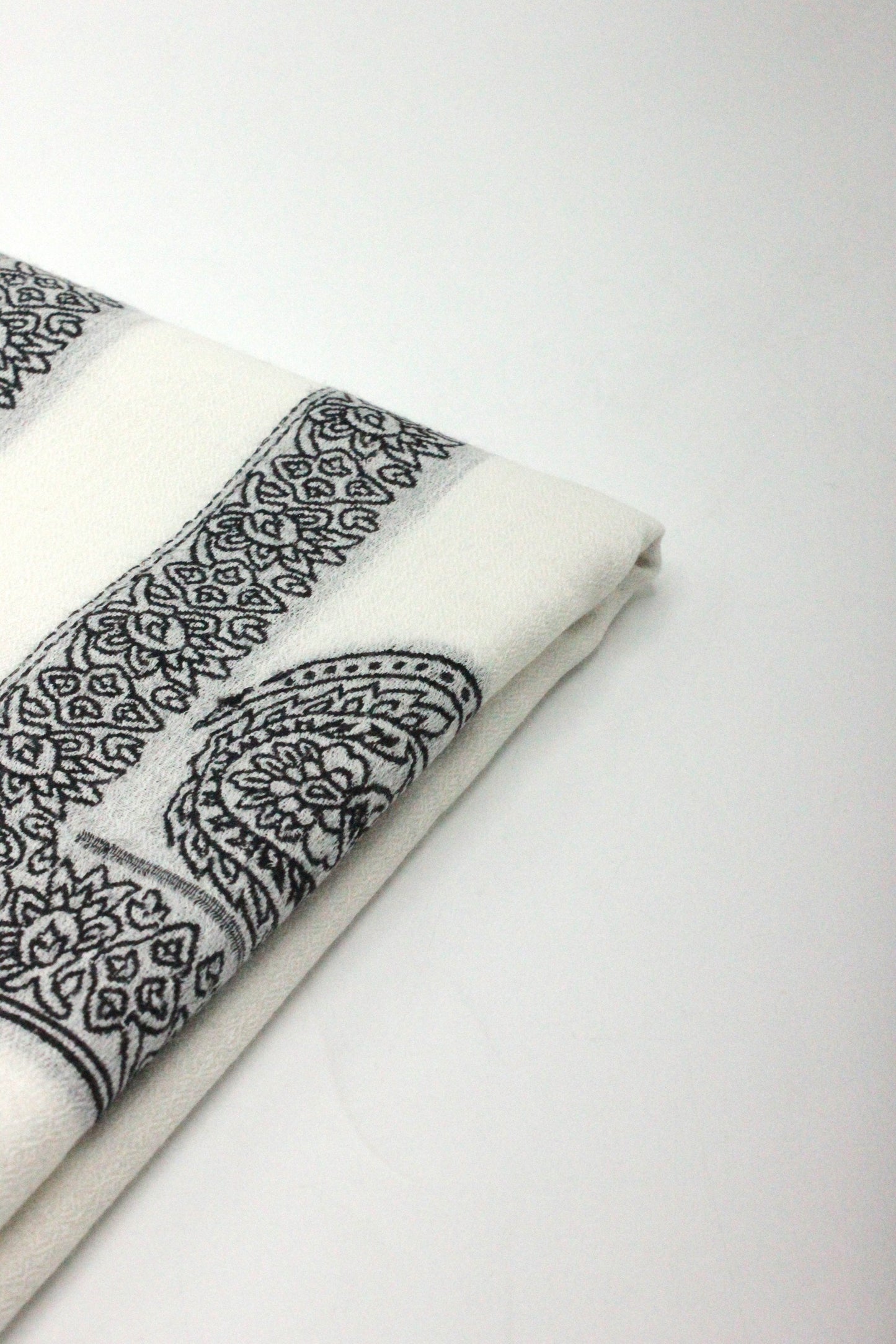 Premium Quality Extremely Soft Off White With Black Border Authentic Pashmina Cashmere Shawl by Rennuce