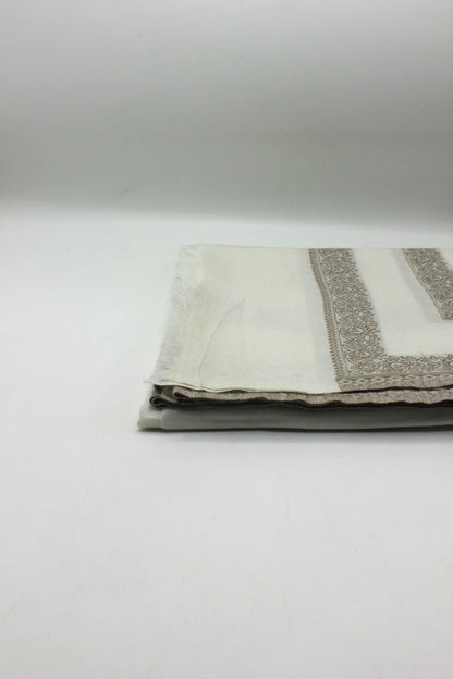 Premium Quality Extremely Soft Off White With Brown Border Authentic Pashmina Cashmere Shawl by Rennuce