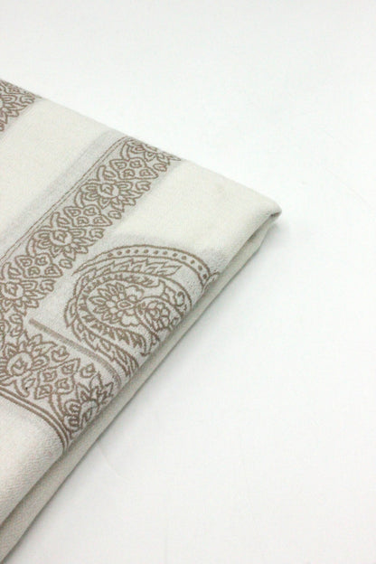 Premium Quality Extremely Soft Off White With Brown Border Authentic Pashmina Cashmere Shawl by Rennuce