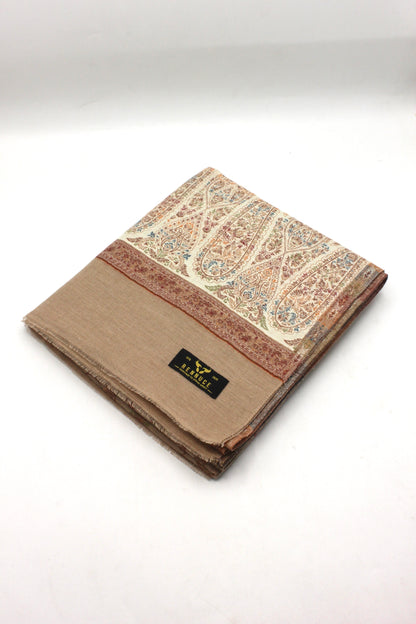 Premium Quality Light Brown Multi Color Woven Pashmina Cashmere Shawl by Rennuce