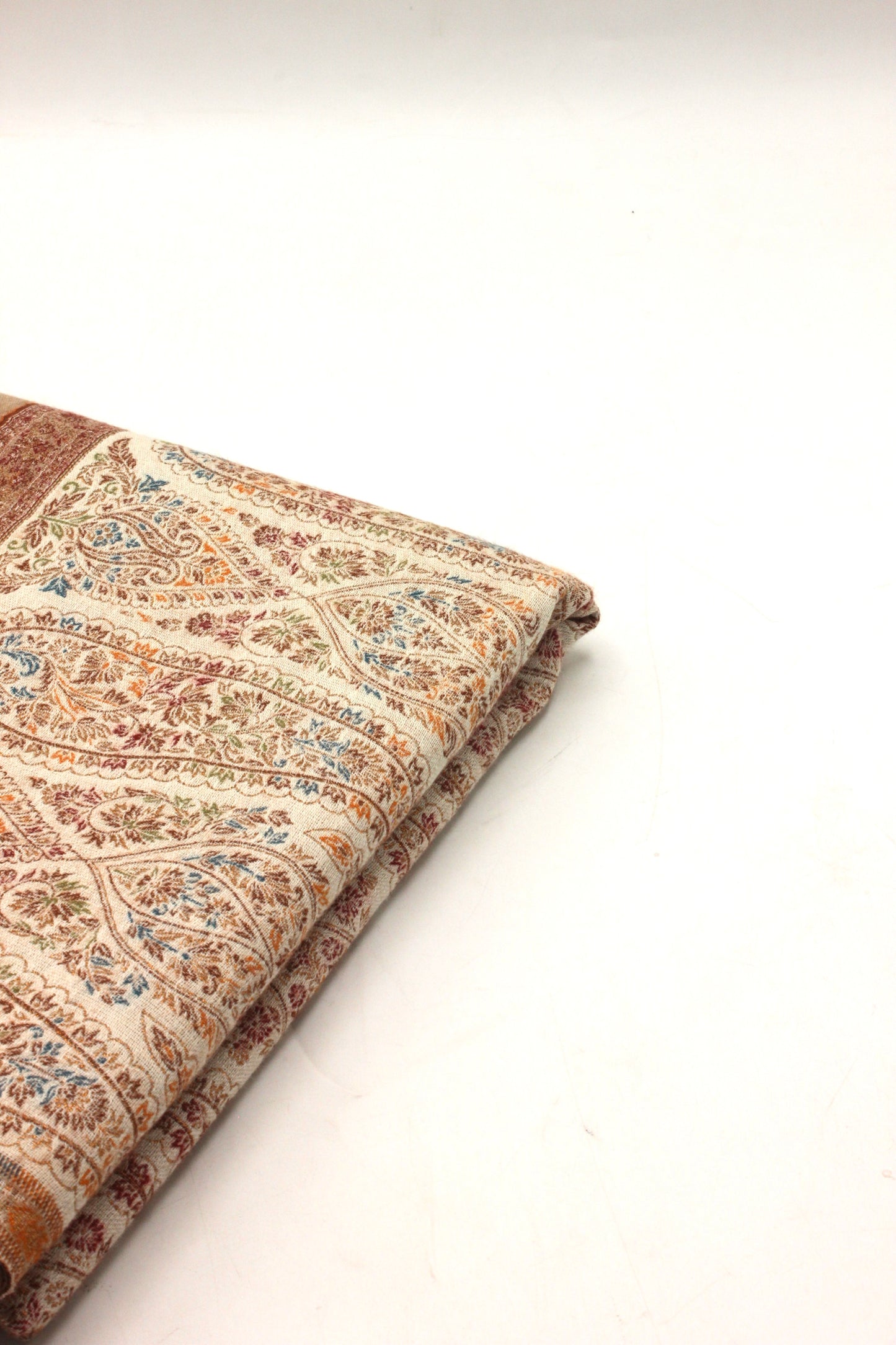 Premium Quality Light Brown Multi Color Woven Pashmina Cashmere Shawl by Rennuce