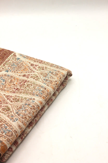 Premium Quality Light Brown Multi Color Woven Pashmina Cashmere Shawl by Rennuce