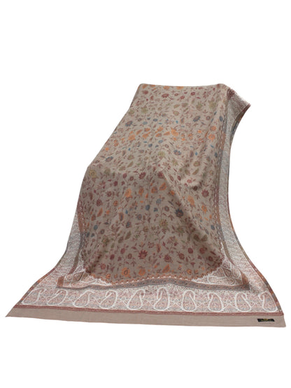 Premium Quality Light Brown Multi Color Woven Pashmina Cashmere Shawl by Rennuce