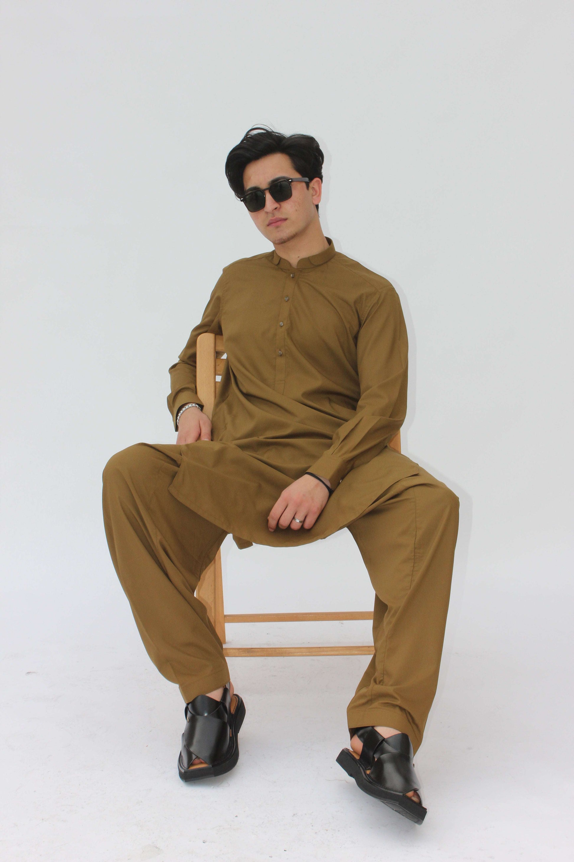 Premium Quality Musturd Double Ban Kameez Shalwar by Rennuce
