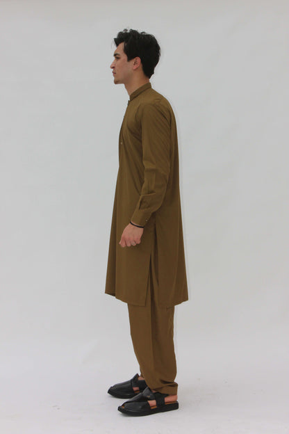 Premium Quality Musturd Double Ban Kameez Shalwar by Rennuce