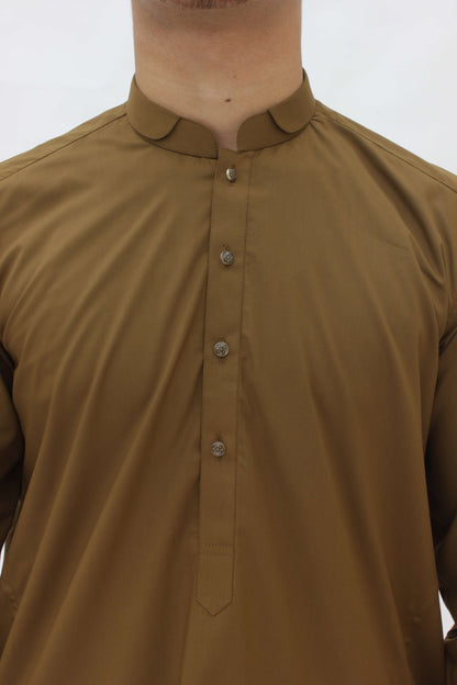 Premium Quality Musturd Double Ban Kameez Shalwar by Rennuce