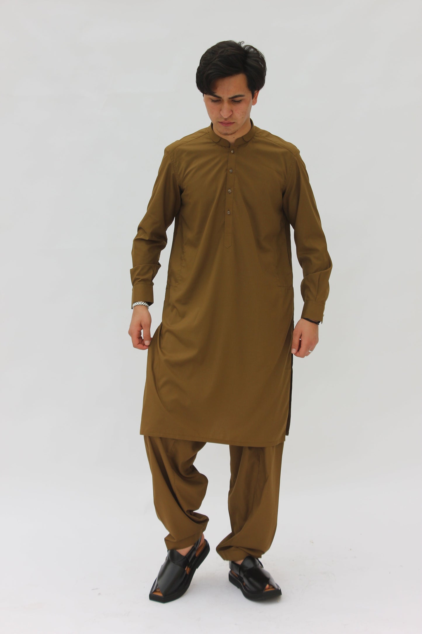 Premium Quality Musturd Double Ban Kameez Shalwar by Rennuce