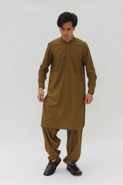 Premium Quality Musturd Double Ban Kameez Shalwar by Rennuce