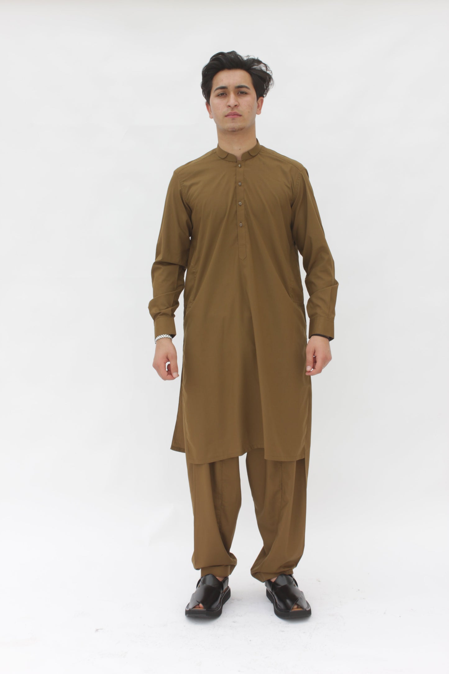 Premium Quality Musturd Double Ban Kameez Shalwar by Rennuce