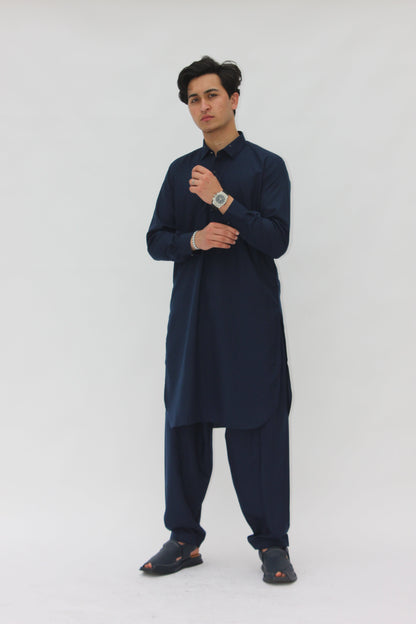 Premium Quality Navy Blue Kameez shalwar by Rennuce