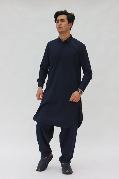 Premium Quality Navy Blue Kameez shalwar by Rennuce