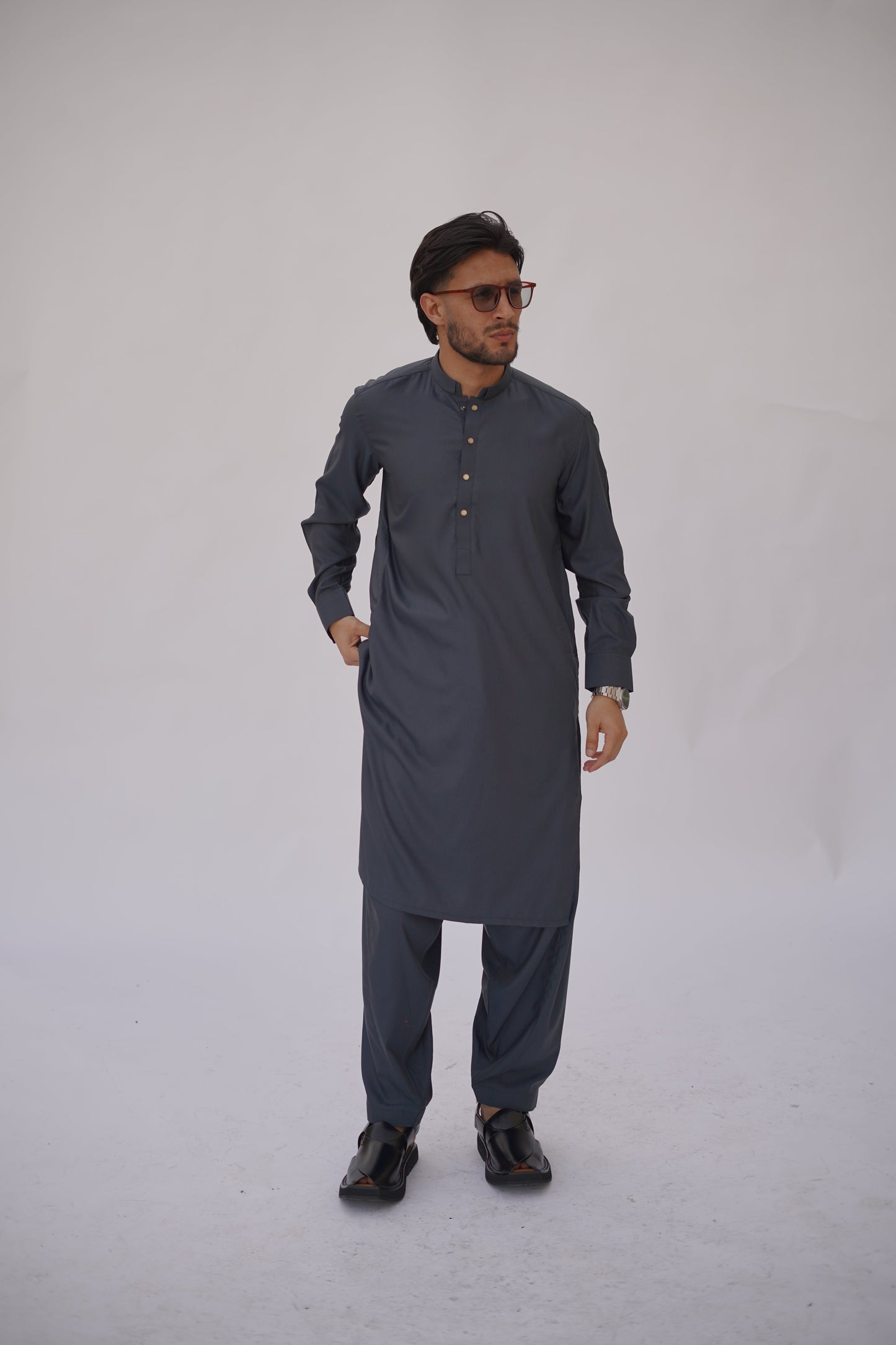 Premium Quality Navy Luxe Kurta Shalwar by Rennuce
