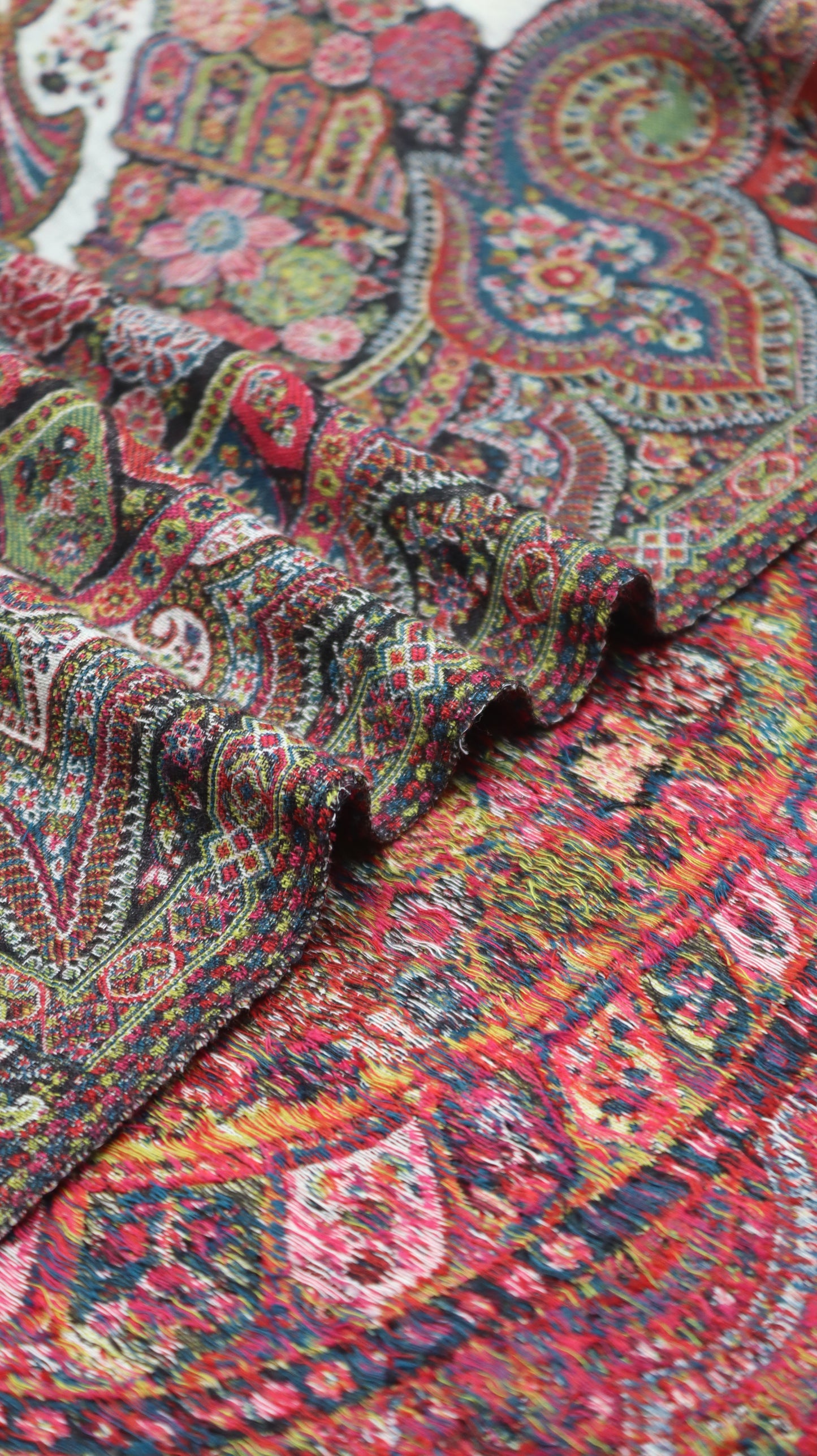 Premium Quality Off-White Multi Color Mahajra Pashmina Cashmere Shawl by Rennuce