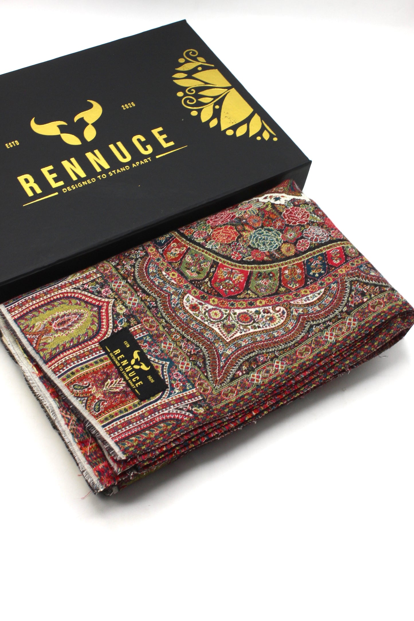 Premium Quality Off-White Multi Color Mahajra Pashmina Cashmere Shawl by Rennuce