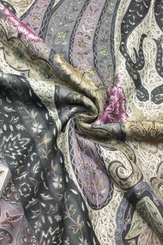 Premium Quality Off White Fully Multi Color Kalamkar Authentic Pashmina Cashmere Shawl by Rennuce