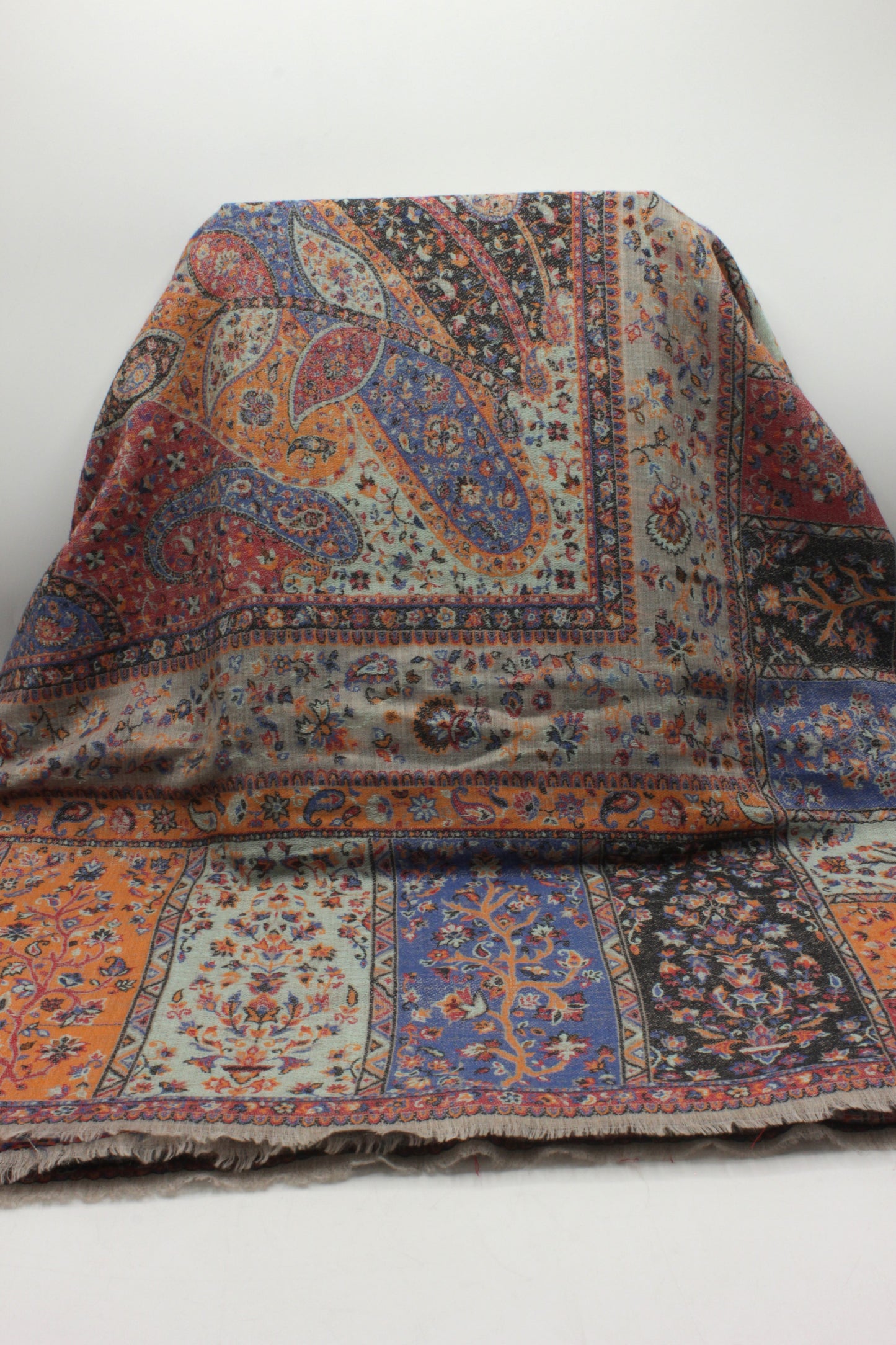 Premium Quality Off White Multi Color Woven Authentic Pashmina Cashmere Shawl by Rennuce
