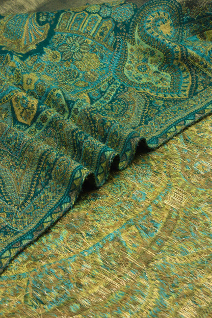 Premium Quality Parrot Green Moon Light Color Woven Authentic Pashmina Cashmere Shawl by Rennuce