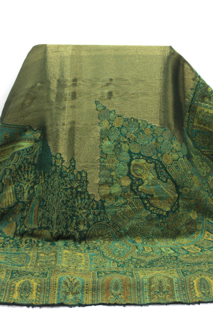Premium Quality Parrot Green Moon Light Color Woven Authentic Pashmina Cashmere Shawl by Rennuce