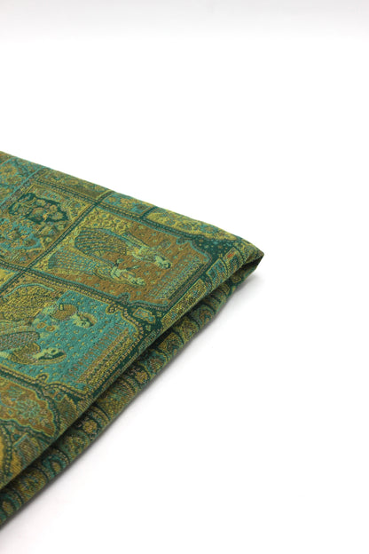 Premium Quality Parrot Green With Moon Light Color Woven Authentic Pashmina Cashmere Shawl by Rennuce