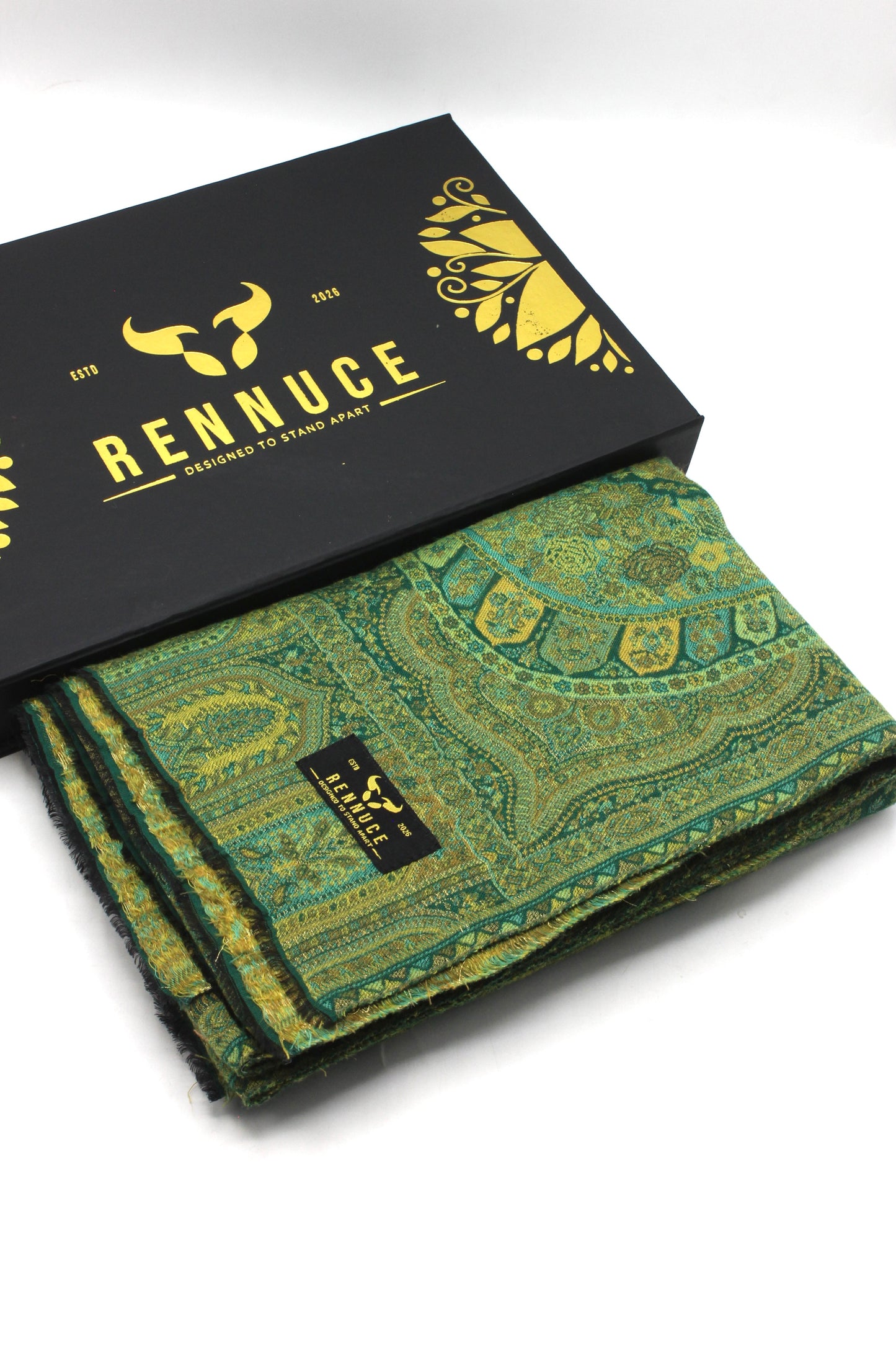 Premium Quality Parrot Green Moon Light Color Woven Authentic Pashmina Cashmere Shawl by Rennuce