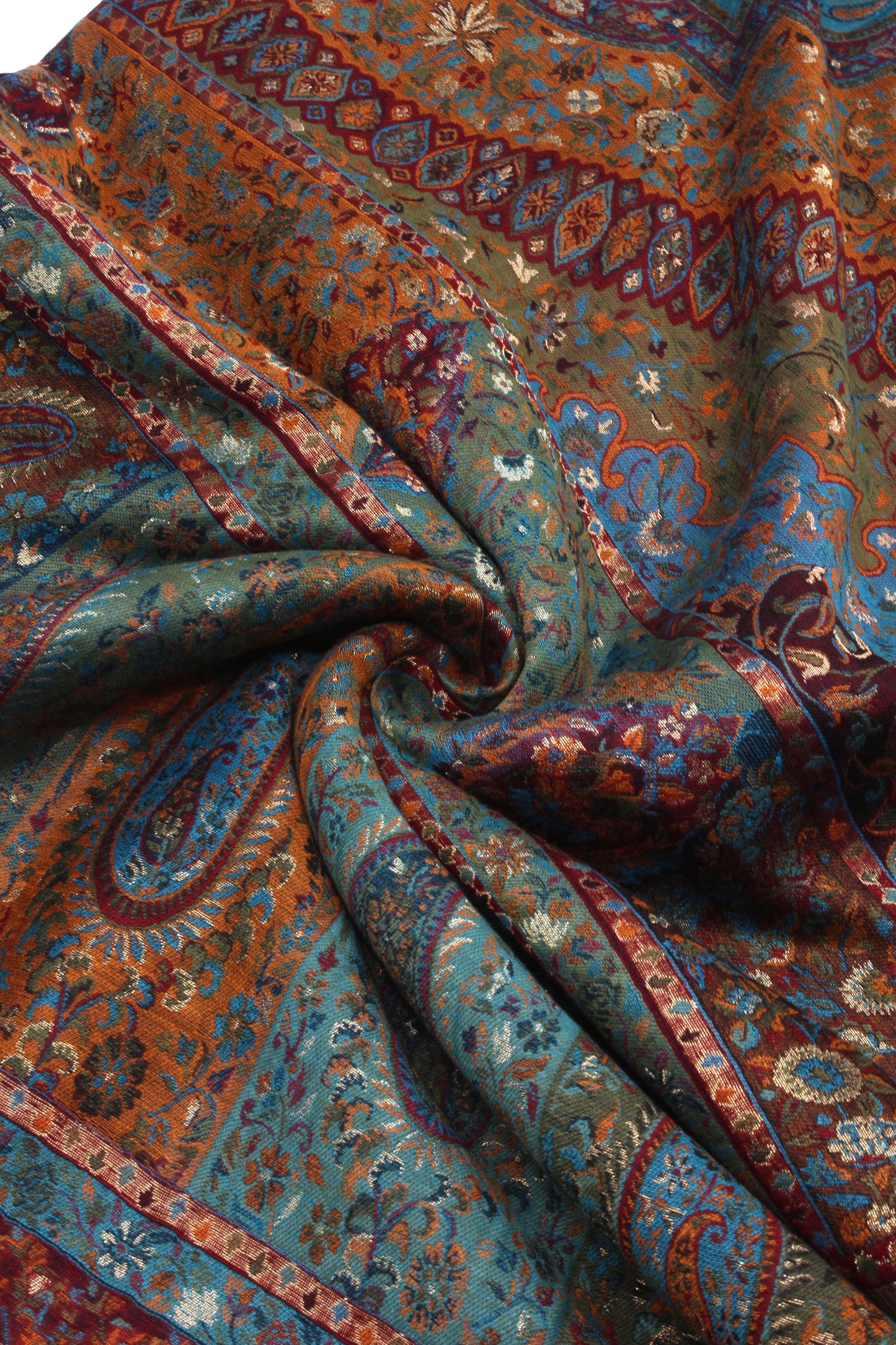 Premium Quality Peacoak Blue Multi Color Kani Pashmina Cashmere Shawl by Rennuce