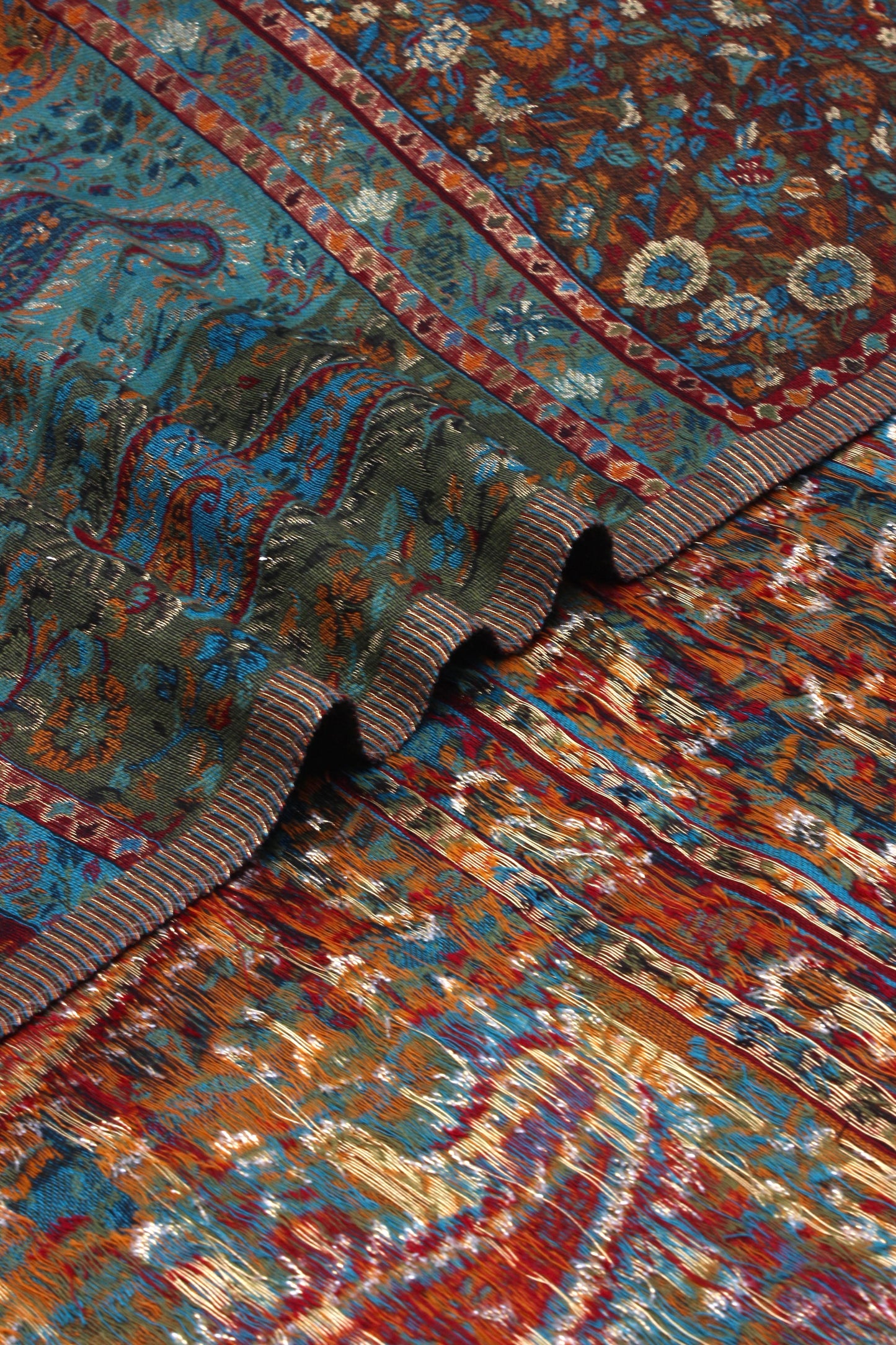Premium Quality Peacoak Blue Multi Color Kani Pashmina Cashmere Shawl by Rennuce