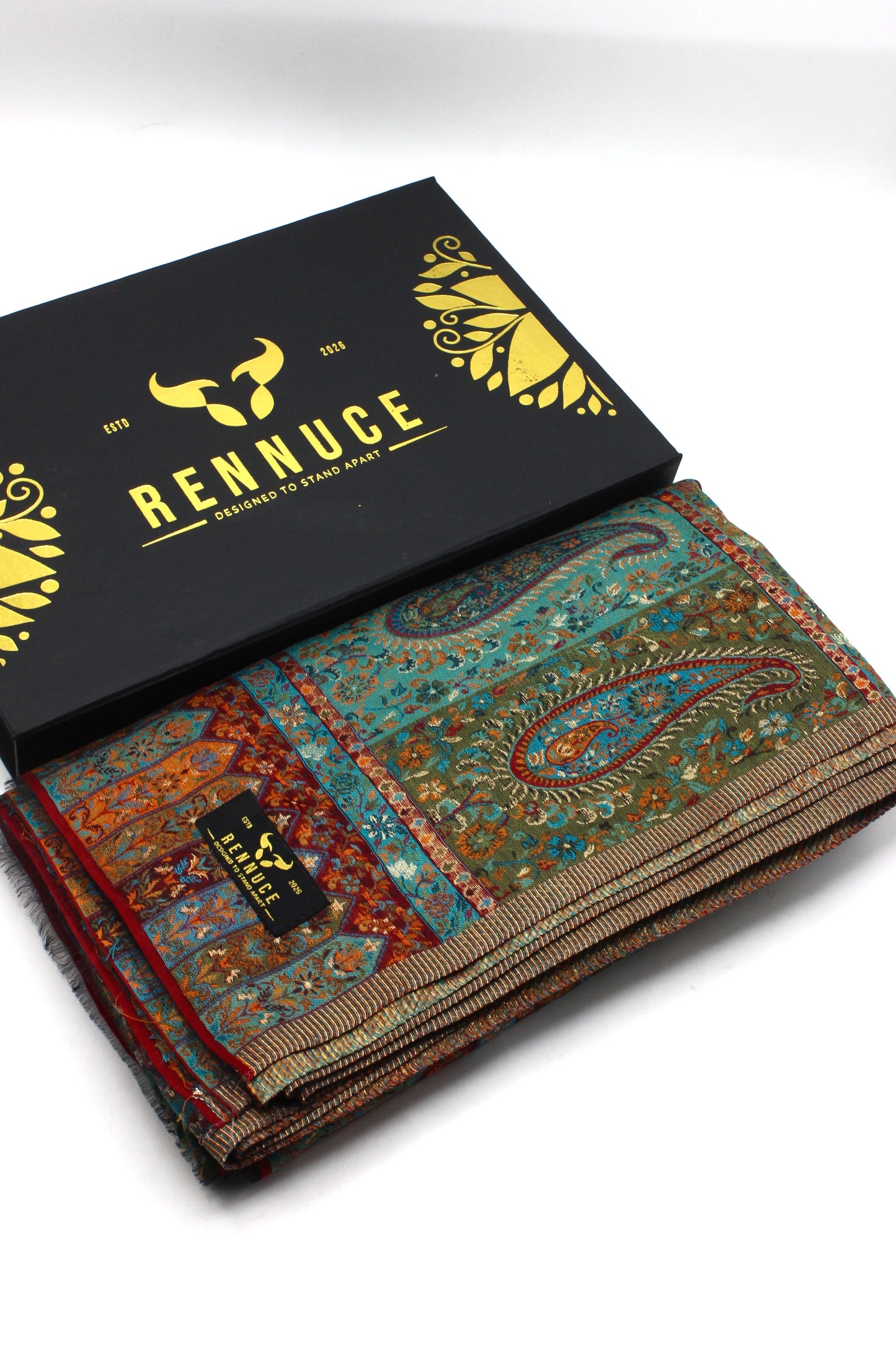 Premium Quality Peacoak Blue Multi Color Kani Pashmina Cashmere Shawl by Rennuce