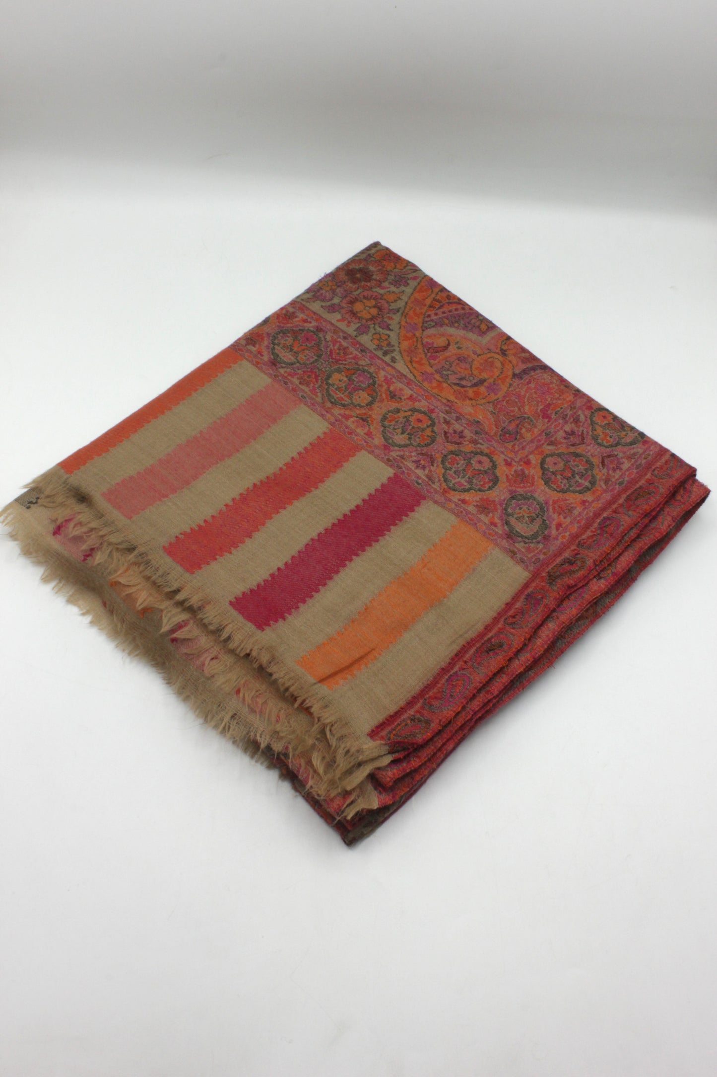Premium Quality Pink Multi Color Woven Authentic Pashmina Cashmere Shawl by Rennuce