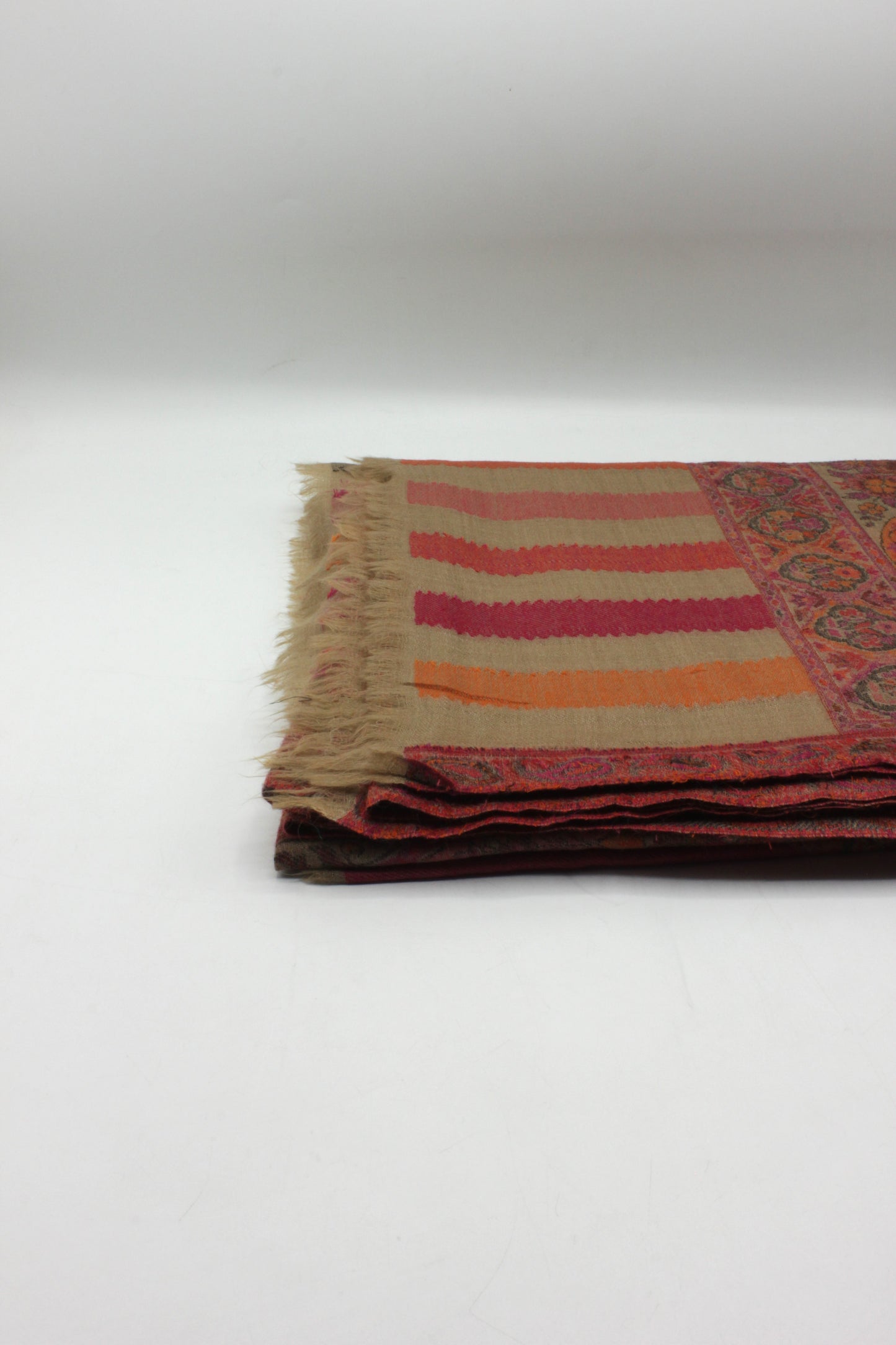 Premium Quality Pink Multi Color Woven Authentic Pashmina Cashmere Shawl by Rennuce