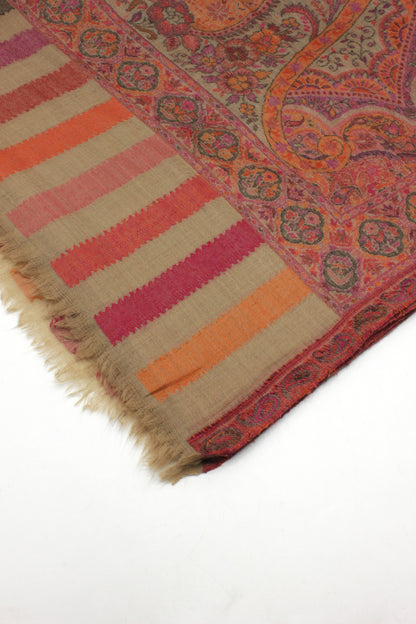 Premium Quality Pink Multi Color Woven Authentic Pashmina Cashmere Shawl by Rennuce