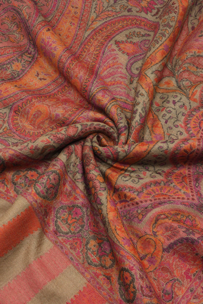 Premium Quality Pink Multi Color Woven Authentic Pashmina Cashmere Shawl by Rennuce