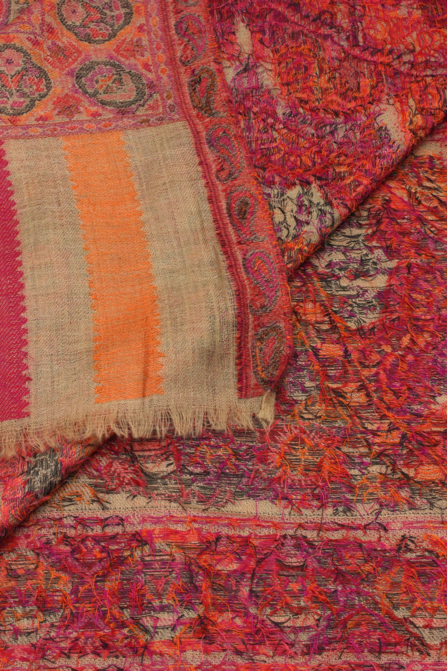 Premium Quality Pink Multi Color Woven Authentic Pashmina Cashmere Shawl by Rennuce