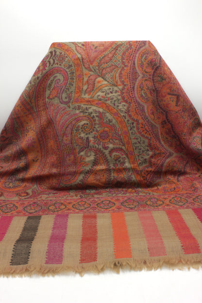 Premium Quality Pink Multi Color Woven Authentic Pashmina Cashmere Shawl by Rennuce
