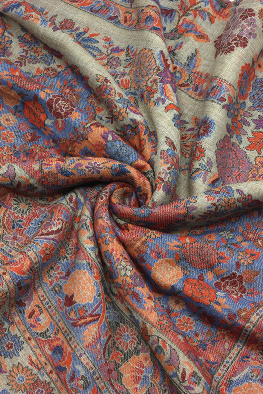 Premium Quality Pink Multi Color Woven Pashmina Cashmere Shawl by Rennuce