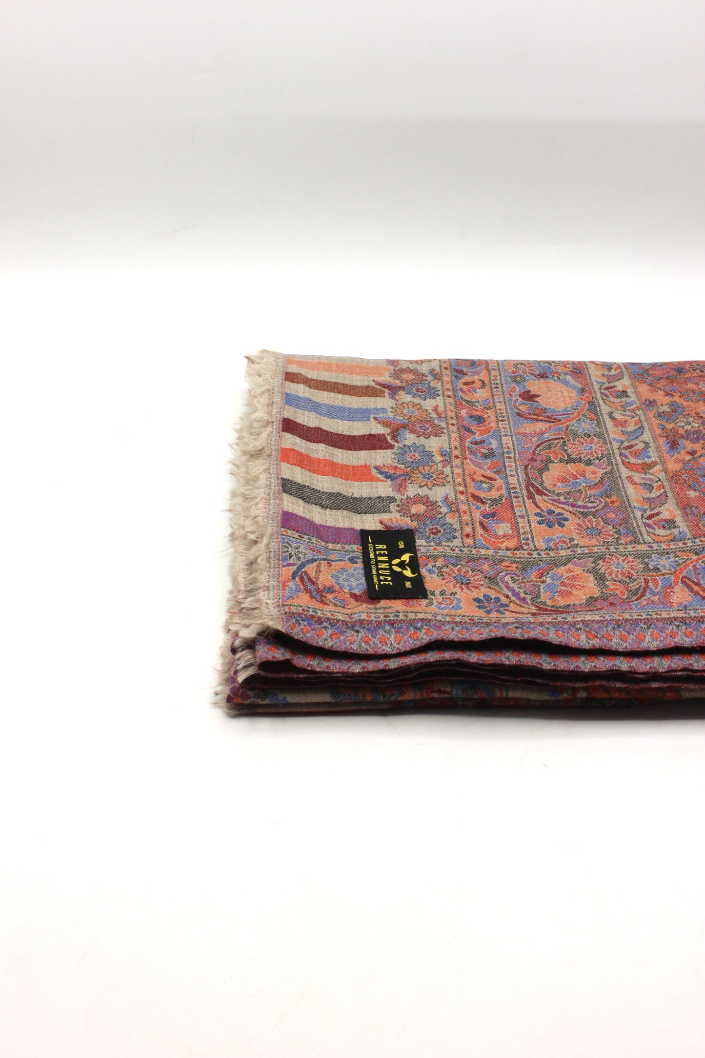 Premium Quality Pink Multi Color Woven Pashmina Cashmere Shawl by Rennuce