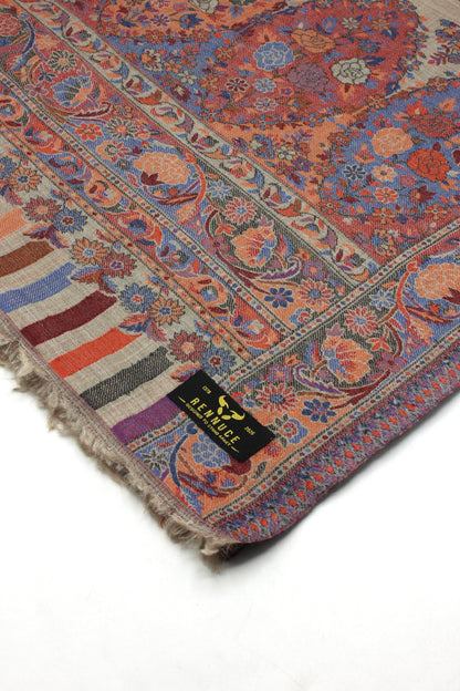 Premium Quality Pink Multi Color Woven Pashmina Cashmere Shawl by Rennuce