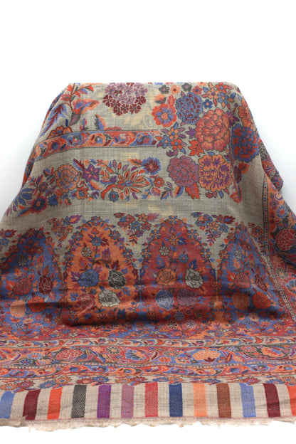 Premium Quality Pink Multi Color Woven Pashmina Cashmere Shawl by Rennuce