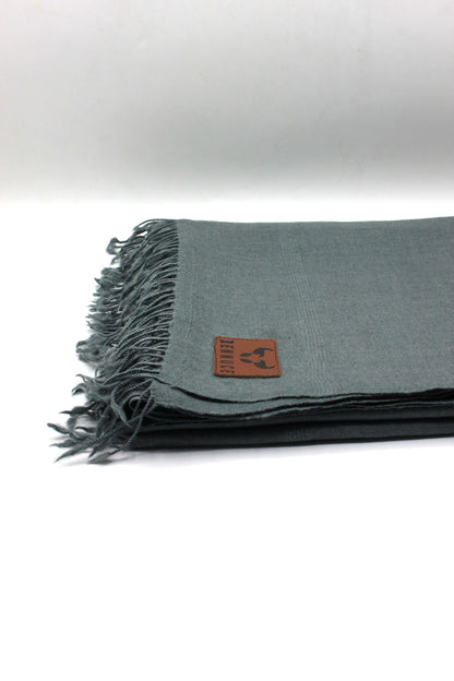 Premium Quality Plain Single Fiber Grey Pure Woolen Shawl by Rennuce