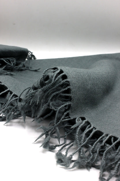 Premium Quality Plain Single Fiber Grey Pure Woolen Shawl by Rennuce
