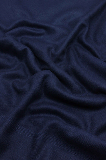 Premium Quality Plain Single Fiber Navy Blue Pure Woolen Shawl by Rennuce