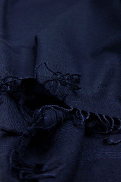 Premium Quality Plain Single Fiber Navy Blue Pure Woolen Shawl by Rennuce