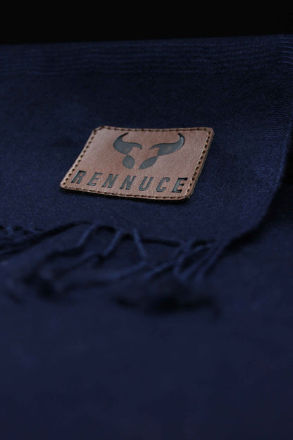 Premium Quality Plain Single Fiber Navy Blue Pure Woolen Shawl by Rennuce