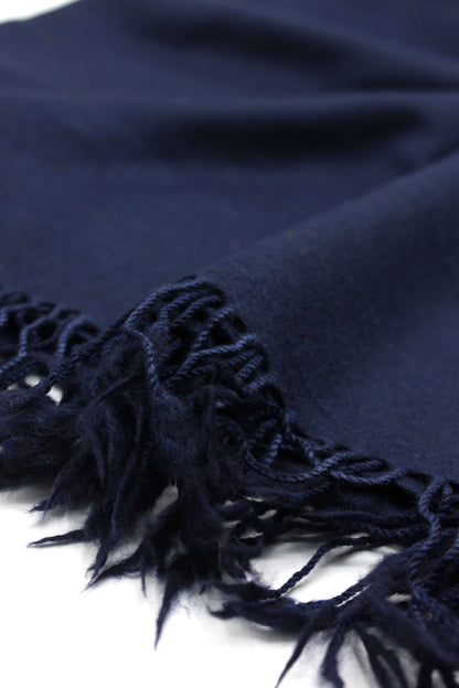 Premium Quality Plain Single Fiber Navy Blue Pure Woolen Shawl by Rennuce